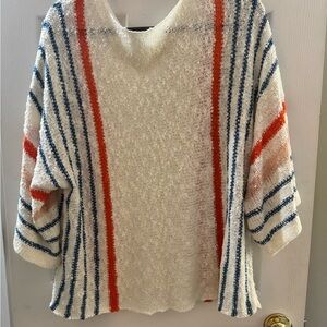 Striped Knit Sweater - Red, Blue, and White